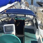 Cockpit of boat looking towards bow